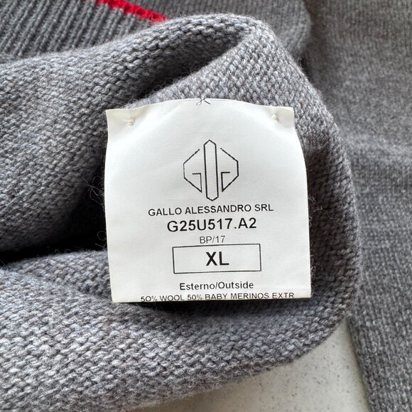 Golden Goose Deluxe Brand Men’s Wool Sweater – Gray with Red Trim (Size XL) - Picture 6 of 7